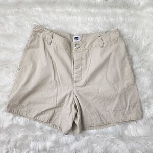Gap Factory Women's High Rise Flat Front Cotton Kahki Shorts Pockets Size 6